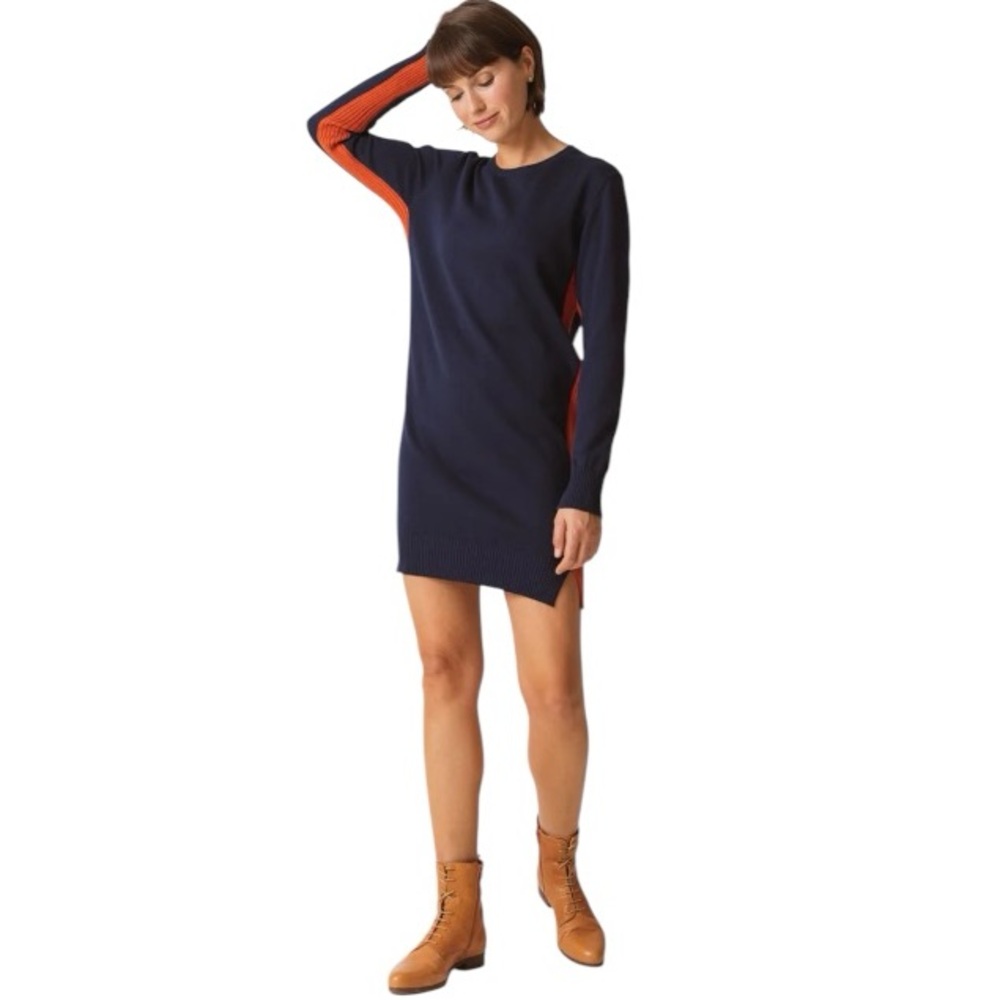 NWT SKFK Domeka Navy Blue Long Sleeve Cotton Knit Mini Dress Size 6
